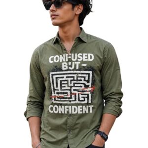 Men's Cotton Casual Shirt | Full Sleeve | Regular Fit | Emboss Twill Graphic Printed